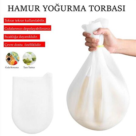 Orta Hamur Torbası Silikon Şeffaf Hamur Yoğurma Torbası Ekmek Makarna Mantı  Hamuru Kolay Yoğurma